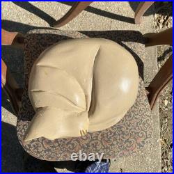 Cat Hand Carved Curled Sleeping Cat Wood Folk Art Large Vintage 1970s-1980s Prod