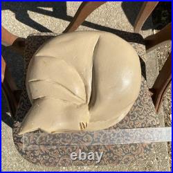 Cat Hand Carved Curled Sleeping Cat Wood Folk Art Large Vintage 1970s-1980s Prod