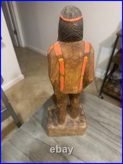 Charles Widmer Carved Wood Native American Man Scout Chief 19 Tall Vintage