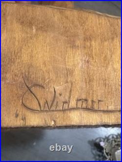 Charles Widmer Carved Wood Native American Man Scout Chief 19 Tall Vintage