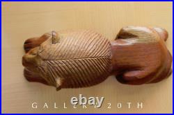 Charm! Vtg Lion Sculpture! Handcarved Modern Art! Ooak Wood MID Century 60's Cat