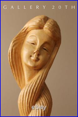 Charming! MID Century Girl Wood Sculpture! Modern Vtg 50's 60's Art Rapunzel