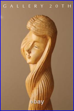 Charming! MID Century Girl Wood Sculpture! Modern Vtg 50's 60's Art Rapunzel