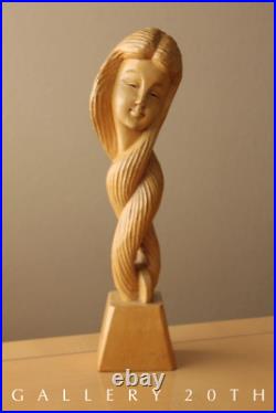 Charming! MID Century Girl Wood Sculpture! Modern Vtg 50's 60's Art Rapunzel