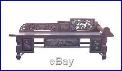 Chinese Vintage Fujian Scenery Carving Daybed Couch Chaise cs1471