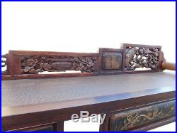 Chinese Vintage Fujian Scenery Carving Daybed Couch Chaise cs1471