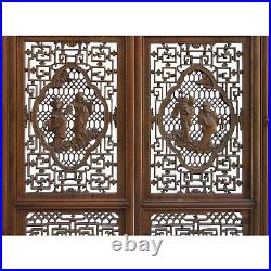 Chinese Vintage Wood Oriental Carving Wall Panel Window Screen ws828