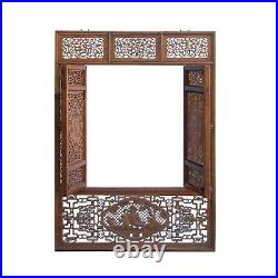 Chinese Vintage Wood Oriental Carving Wall Panel Window Screen ws828
