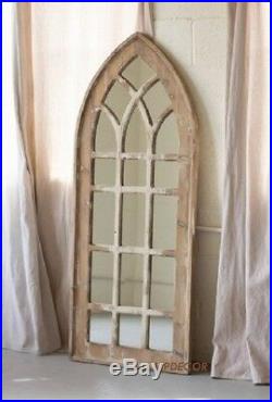 Church Window Frame Mirror Arched Gothic Cathedral Rustic Antique Style 60H