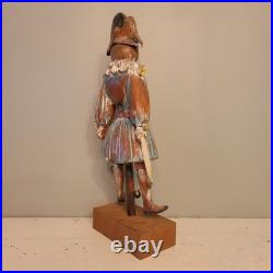 Continental Polychromed Carved Wooden Figure Man Jumping Rope Vintage 20.5 Tall