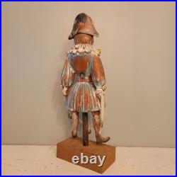 Continental Polychromed Carved Wooden Figure Man Jumping Rope Vintage 20.5 Tall