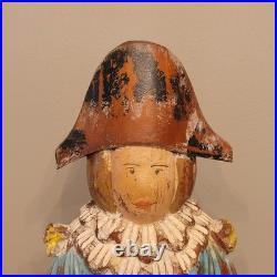 Continental Polychromed Carved Wooden Figure Man Jumping Rope Vintage 20.5 Tall