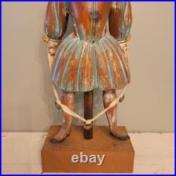 Continental Polychromed Carved Wooden Figure Man Jumping Rope Vintage 20.5 Tall