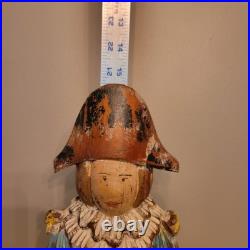Continental Polychromed Carved Wooden Figure Man Jumping Rope Vintage 20.5 Tall