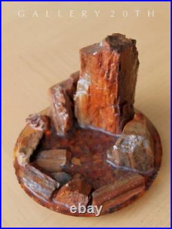 Cool! MID Century Modern Petrified Wood Sculpture! Vtg 50s Orig. Ariz Rock Art
