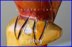 Cool! Vtg Polychromed Orig. Parrot Sculpture 50's Wood Bird Art Deco MID Century