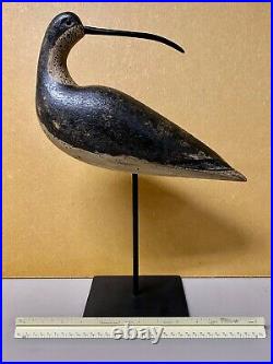 Curlew Shorebird Decoy Carving, Initials Nk, Glass Eyes, Wood Bill, withStand