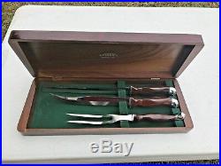 Cutco Deluxe Carving Set Presentation Box Wood Case Rare Vintage HTF 11 Etched