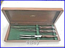Cutco Deluxe Carving Set Presentation Box Wood Case Rare Vintage HTF 8 Etched
