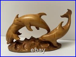 DOLPHIN Wood Sculpture Painting John R Fairfield California Famous Vintage 1978