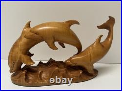 DOLPHIN Wood Sculpture Painting John R Fairfield California Famous Vintage 1978