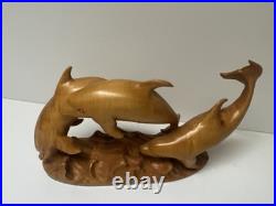 DOLPHIN Wood Sculpture Painting John R Fairfield California Famous Vintage 1978