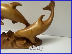 DOLPHIN Wood Sculpture Painting John R Fairfield California Famous Vintage 1978