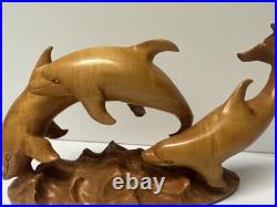 DOLPHIN Wood Sculpture Painting John R Fairfield California Famous Vintage 1978