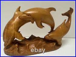 DOLPHIN Wood Sculpture Painting John R Fairfield California Famous Vintage 1978