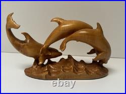 DOLPHIN Wood Sculpture Painting John R Fairfield California Famous Vintage 1978