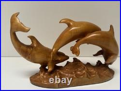 DOLPHIN Wood Sculpture Painting John R Fairfield California Famous Vintage 1978