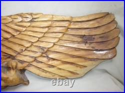 Damaged large vintage carved wood eagle sculpture chainsaw carving wall art