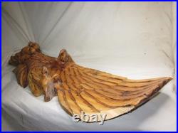 Damaged large vintage carved wood eagle sculpture chainsaw carving wall art