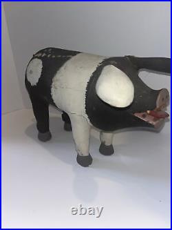 David Alvarez Pig Mexican Folk Art wood carving Vintage