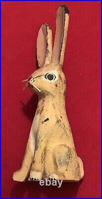 David Alverez Vintage Wood Jack Rabbit- Folk Art Rare Signed By Artist