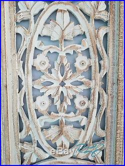 Decorative Vintage Tuscan White-Washed Wood Wall Art Panel Plaque Home Decor NEW