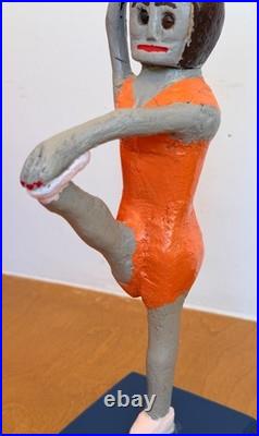 Denzil Goodpaster Carved Wood Kentucky Folk Art Sculpture Statue Figure Vtg Mcm