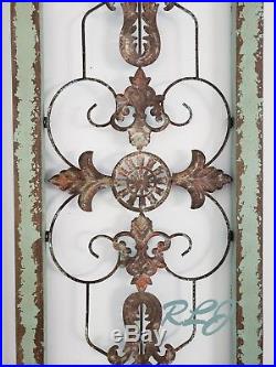 Distressed Antique Vintage French Wood Metal Garden Gate Door Set/2 Wall Panel