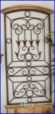 Distressed Rustic Wood Metal Scrolling Vintage Garden Gate Door Wall Panel Decor