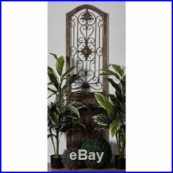 Distressed Wood Scrolling Iron Vintage Country Garden Gate Door Wall Panel Art