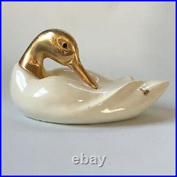 Duck Sculpture Wood & Brass de stijl firenze 1970s Vintage Modern