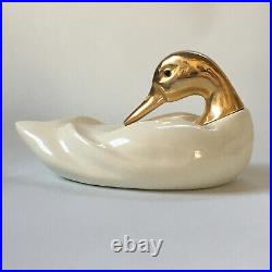 Duck Sculpture Wood & Brass de stijl firenze 1970s Vintage Modern