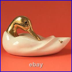 Duck Sculpture Wood & Brass de stijl firenze 1970s Vintage Modern