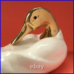 Duck Sculpture Wood & Brass de stijl firenze 1970s Vintage Modern