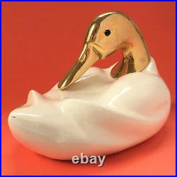 Duck Sculpture Wood & Brass de stijl firenze 1970s Vintage Modern