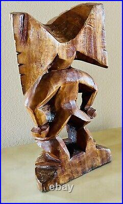 Dugan Vintage Wood Sculpture- Masculine Name Of Irish Origin