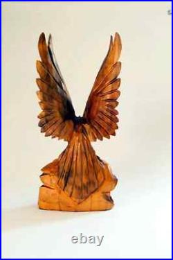 Eagle Carved Wood Sculpture Vintage 70s USSR Handmade Figurine