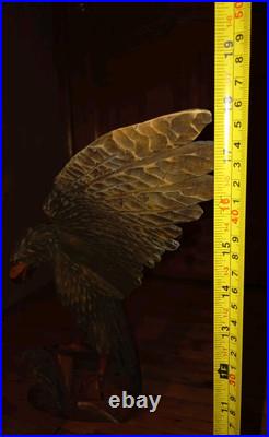 Eagle Vintage American Eagle Wood Hand Carved Sculpture 1950 Home Office, Decor