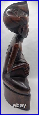 Early 20thC Bali Hand Carved Wood Drummer Figurine 10 Tall x 5.5 Wide Vintage