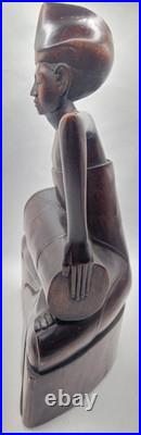 Early 20thC Bali Hand Carved Wood Drummer Figurine 10 Tall x 5.5 Wide Vintage